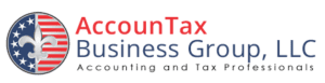 A green background with the words " mountain tax business group " in red.