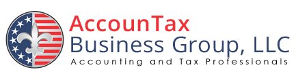 A green background with the words " mountain tax business group " in red.